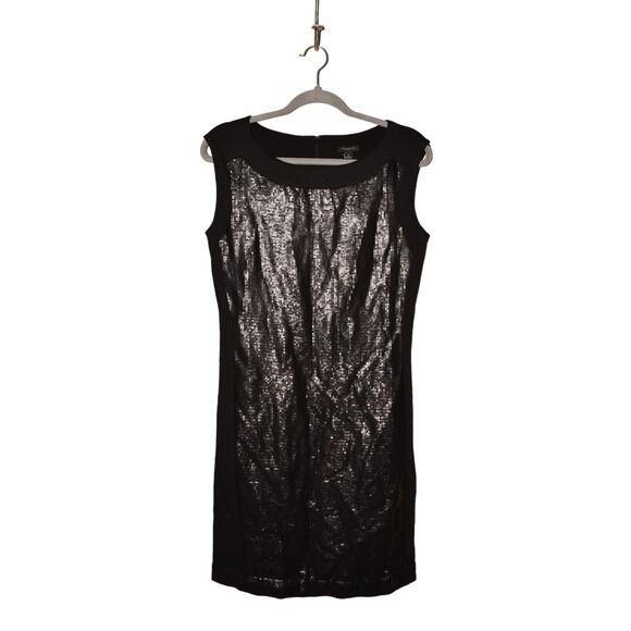 ANN TAYLOR NEW $228‎ Sequins Knit Sleeveless Sheath Dress Black Size 6 - Picture 1 of 5